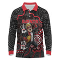 Custom Saints Football Long Sleeve Polo Shirt Aboriginal Dot Art Pattern