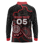 Custom Saints Football Long Sleeve Polo Shirt Aboriginal Dot Art Pattern