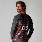 Custom Saints Football Long Sleeve Polo Shirt Aboriginal Dot Art Pattern