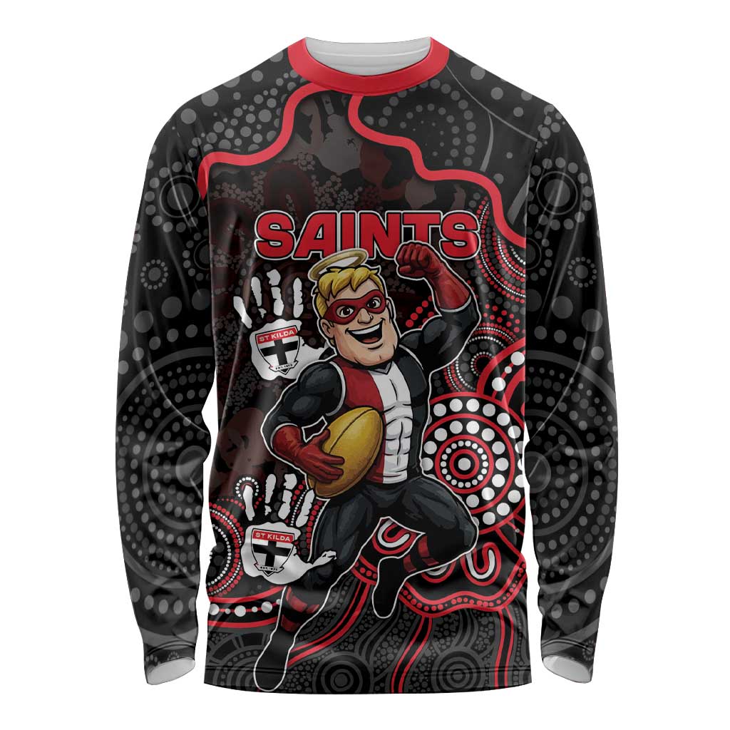 Custom Saints Football Long Sleeve Shirt Aboriginal Dot Art Pattern