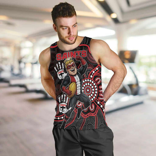Custom Saints Football Men Tank Top Aboriginal Dot Art Pattern