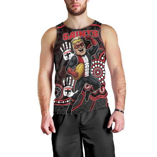 Custom Saints Football Men Tank Top Aboriginal Dot Art Pattern