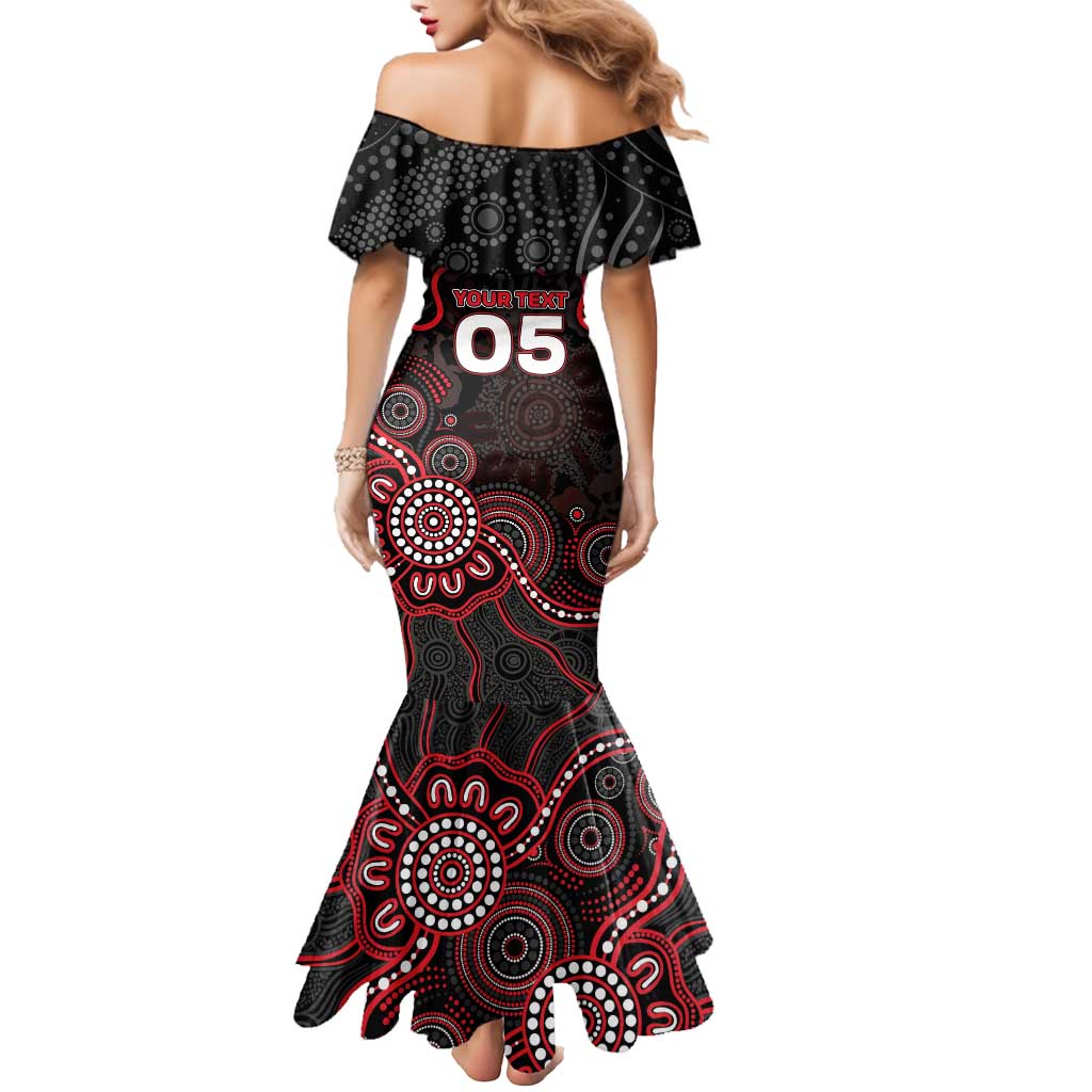 Custom Saints Football Mermaid Dress Aboriginal Dot Art Pattern