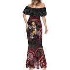 Custom Saints Football Mermaid Dress Aboriginal Dot Art Pattern
