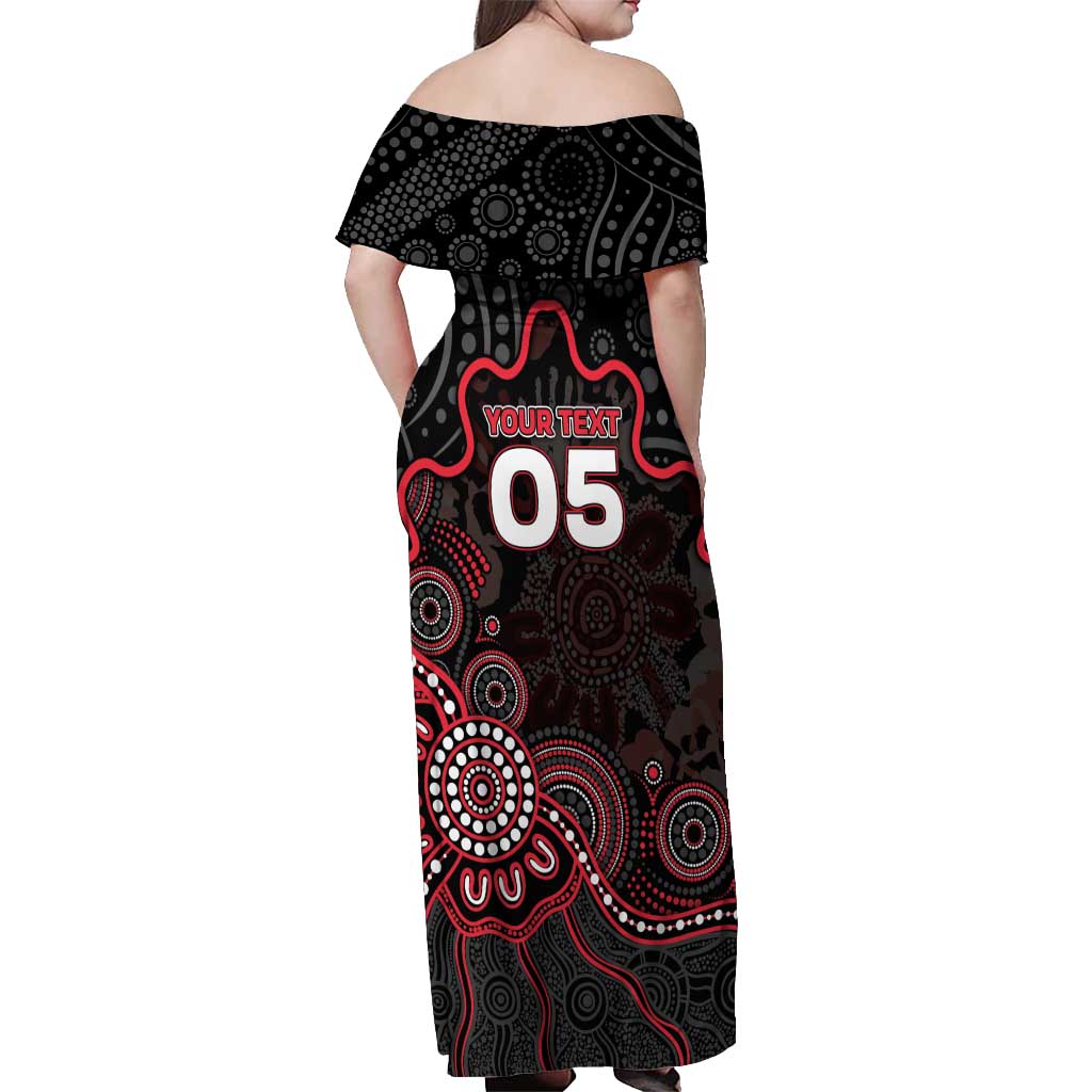 Custom Saints Football Off Shoulder Maxi Dress Aboriginal Dot Art Pattern