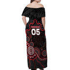 Custom Saints Football Off Shoulder Maxi Dress Aboriginal Dot Art Pattern