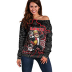 Custom Saints Football Off Shoulder Sweater Aboriginal Dot Art Pattern