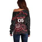 Custom Saints Football Off Shoulder Sweater Aboriginal Dot Art Pattern