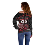 Custom Saints Football Off Shoulder Sweater Aboriginal Dot Art Pattern