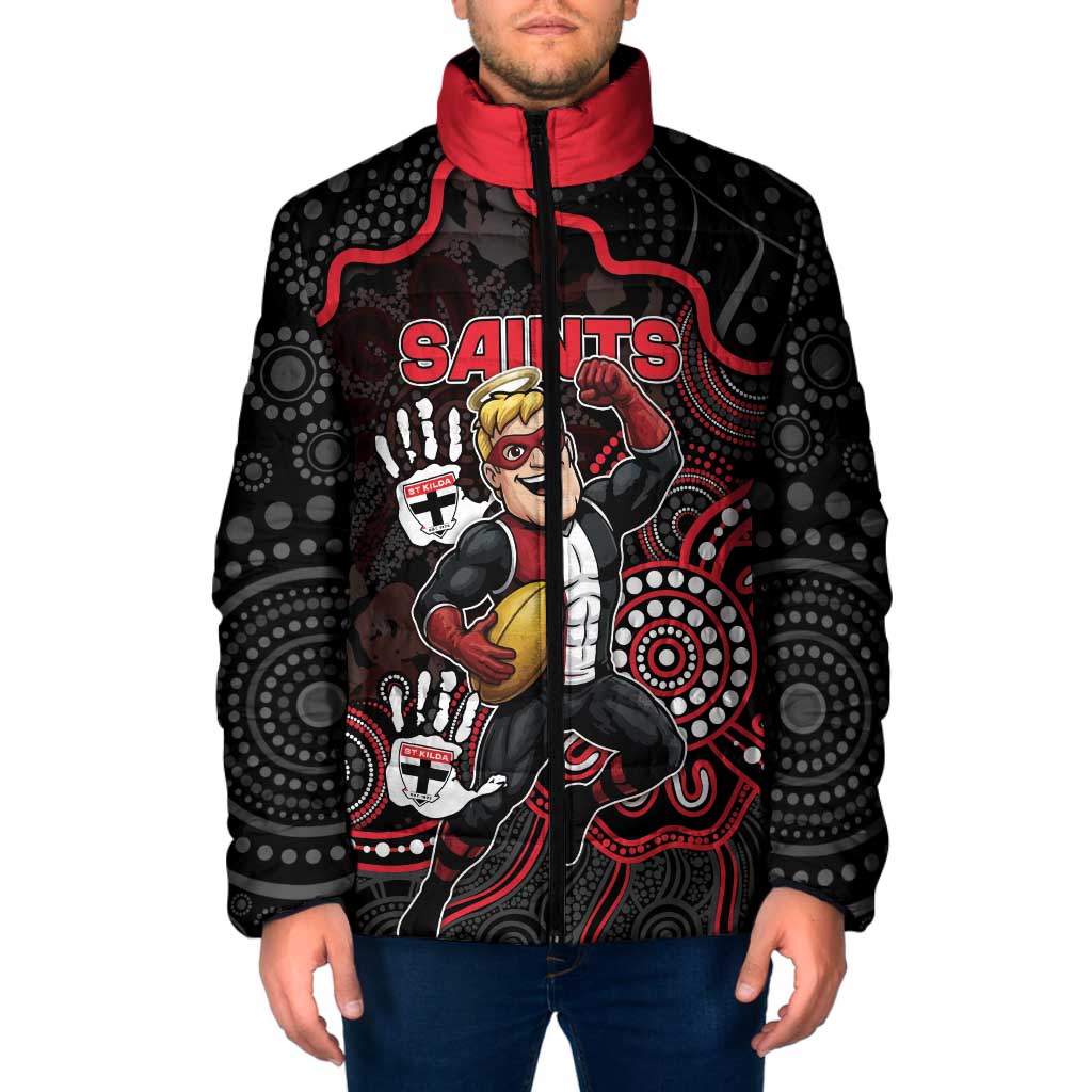 Custom Saints Football Padded Jacket Aboriginal Dot Art Pattern