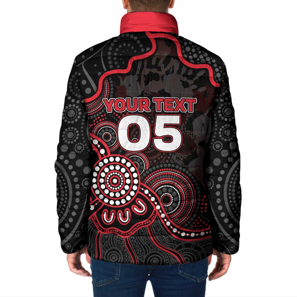 Custom Saints Football Padded Jacket Aboriginal Dot Art Pattern