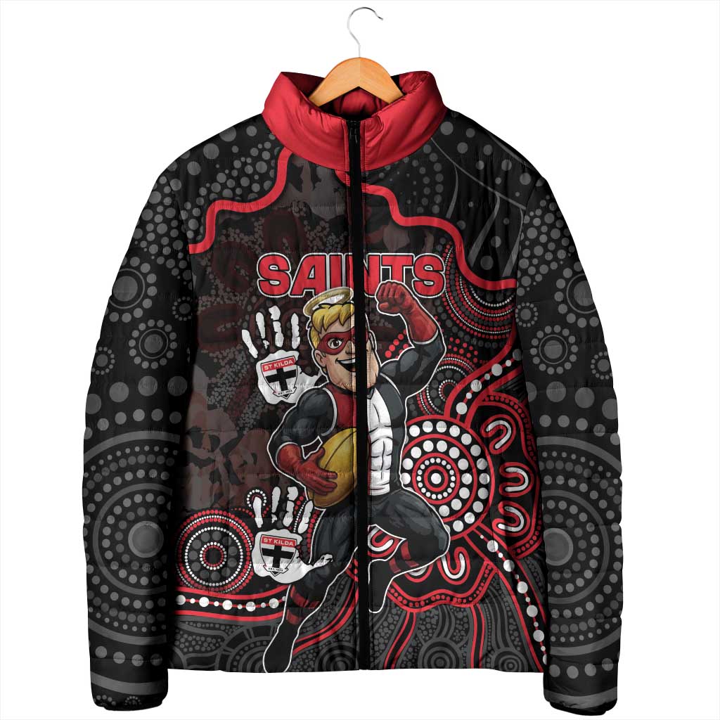 Custom Saints Football Padded Jacket Aboriginal Dot Art Pattern
