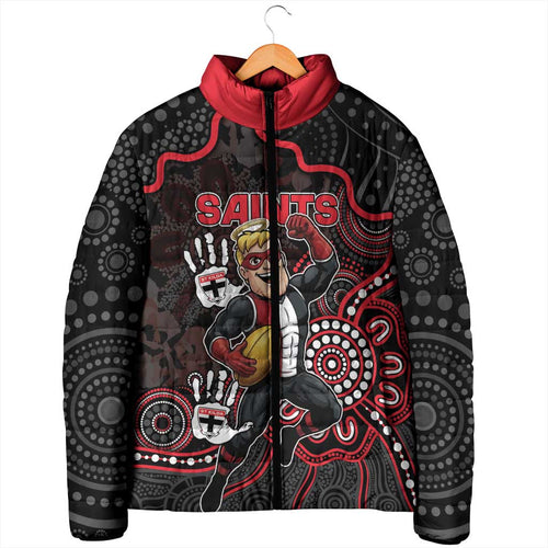 Custom Saints Football Padded Jacket Aboriginal Dot Art Pattern