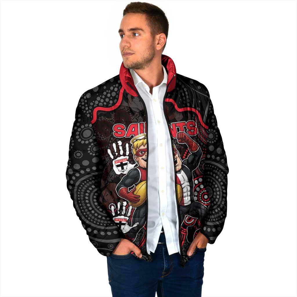 Custom Saints Football Padded Jacket Aboriginal Dot Art Pattern