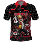 Custom Saints Football Polo Shirt Aboriginal Dot Art Pattern
