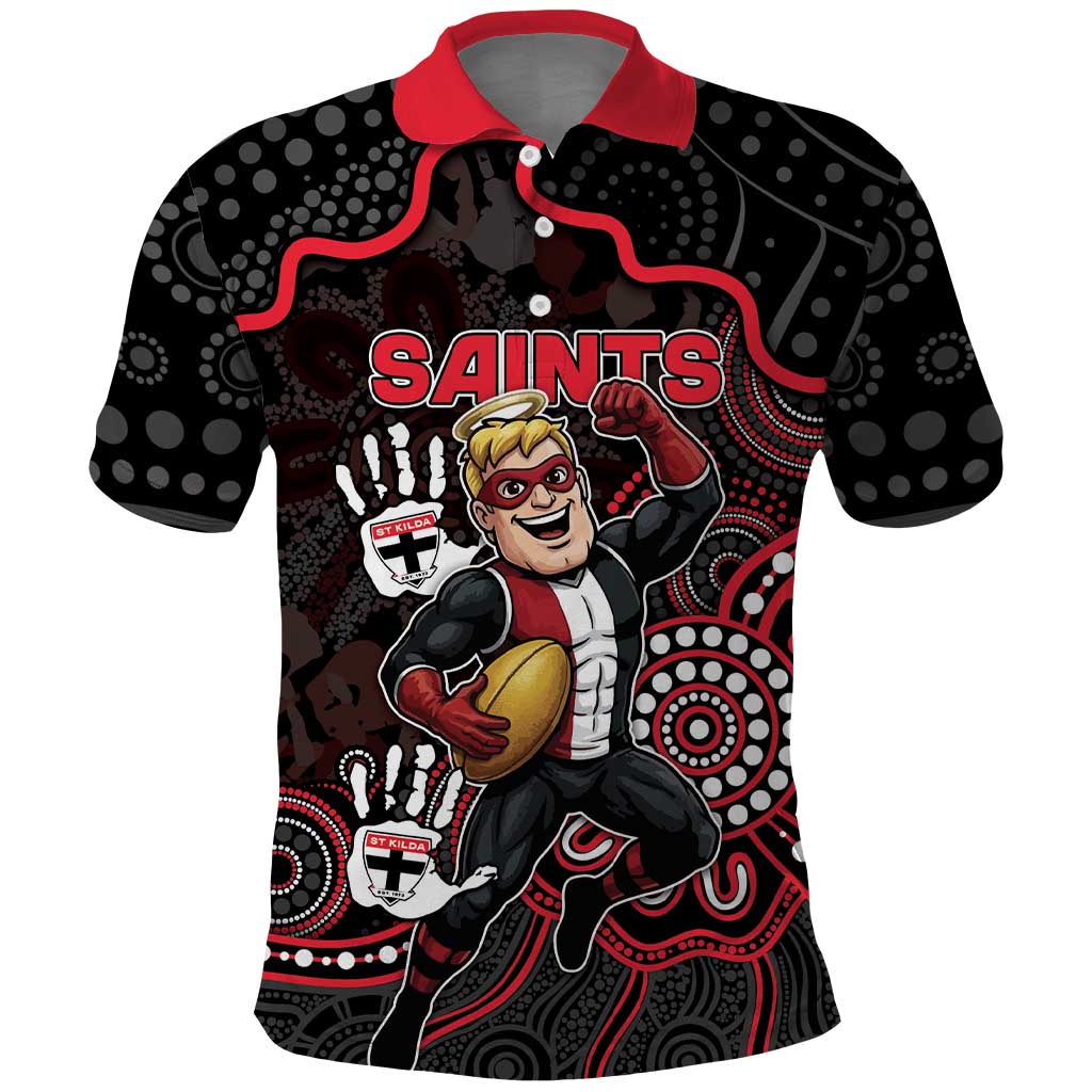 Custom Saints Football Polo Shirt Aboriginal Dot Art Pattern