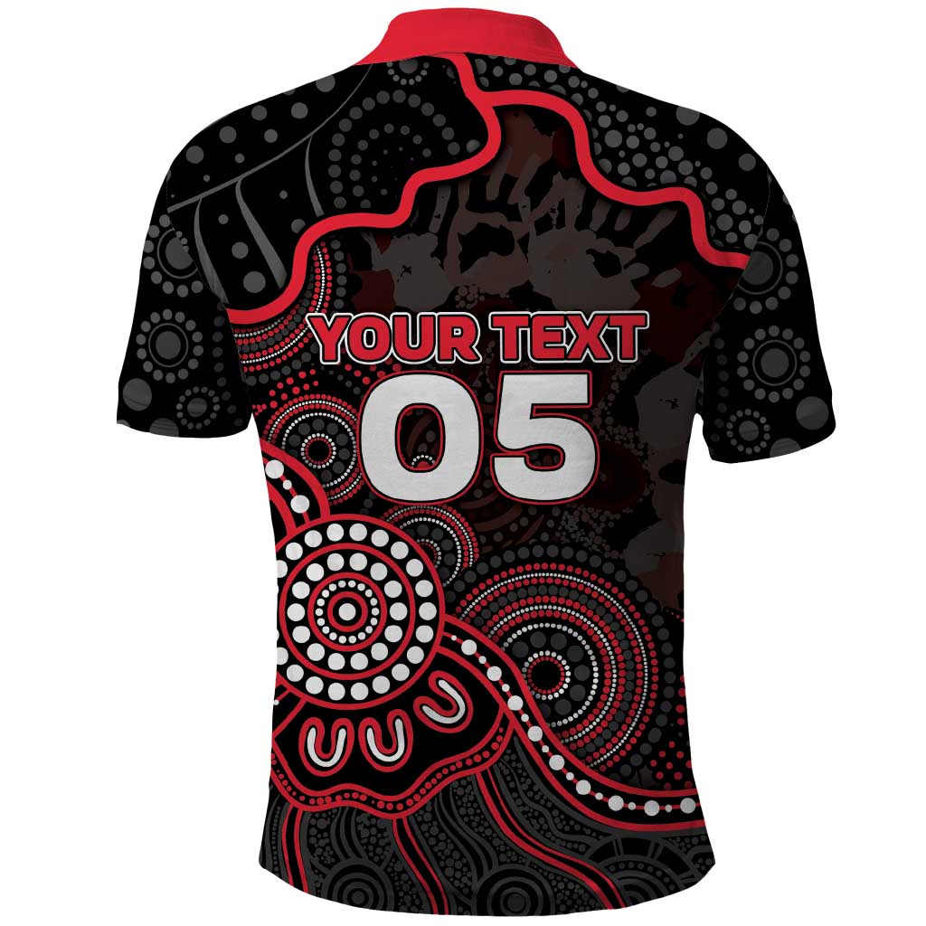 Custom Saints Football Polo Shirt Aboriginal Dot Art Pattern
