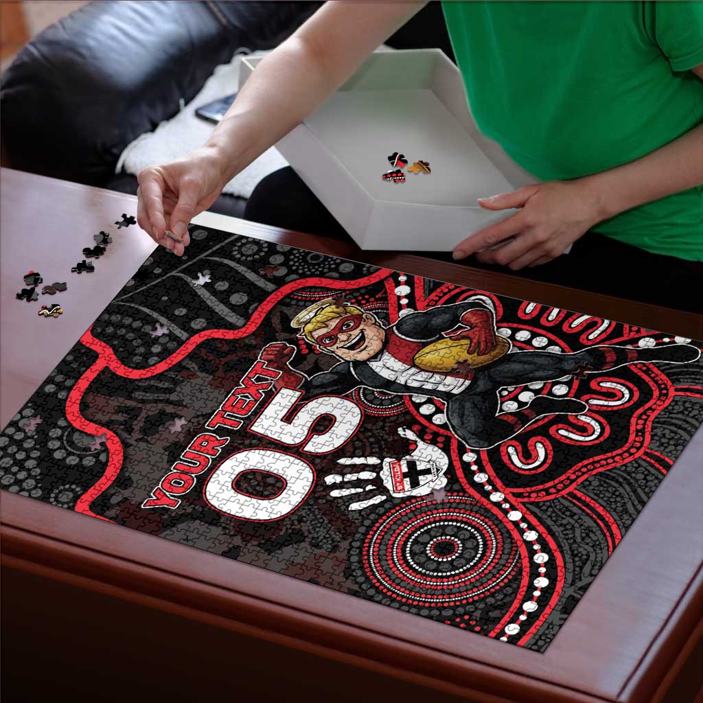 Custom Saints Football Puzzle Aboriginal Dot Art Pattern