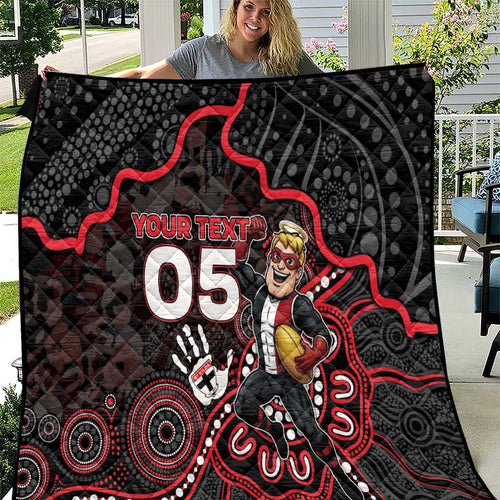 Custom Saints Football Quilt Aboriginal Dot Art Pattern
