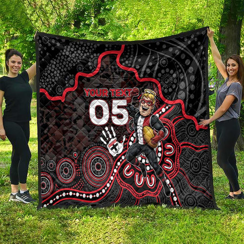 Custom Saints Football Quilt Aboriginal Dot Art Pattern