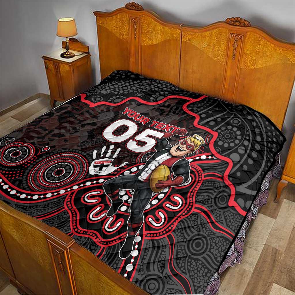 Custom Saints Football Quilt Aboriginal Dot Art Pattern
