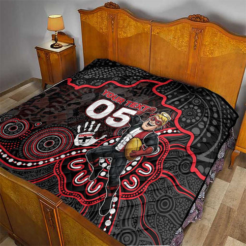 Custom Saints Football Quilt Aboriginal Dot Art Pattern