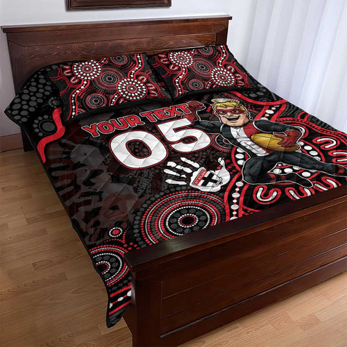 Custom Saints Football Quilt Bed Set Aboriginal Dot Art Pattern