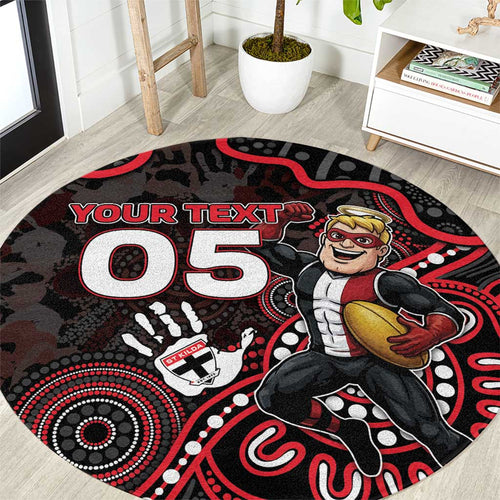 Custom Saints Football Round Carpet Aboriginal Dot Art Pattern