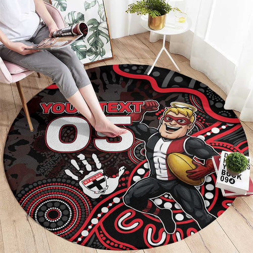 Custom Saints Football Round Carpet Aboriginal Dot Art Pattern
