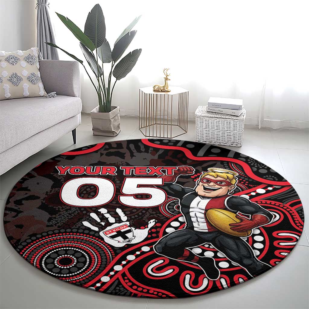 Custom Saints Football Round Carpet Aboriginal Dot Art Pattern