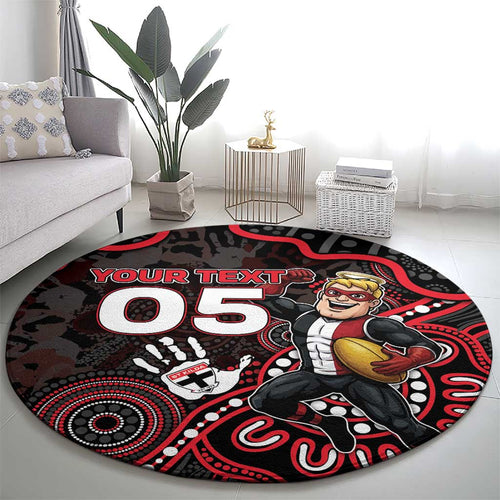 Custom Saints Football Round Carpet Aboriginal Dot Art Pattern