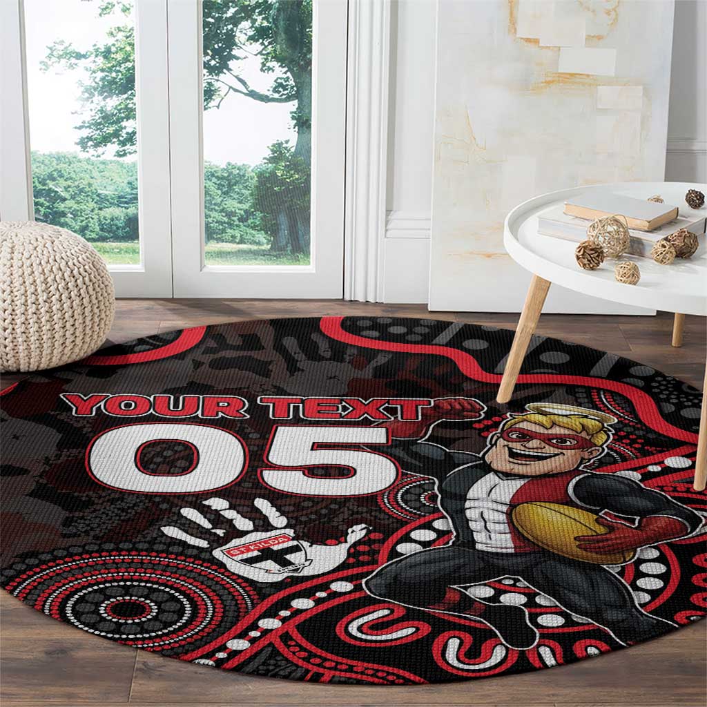 Custom Saints Football Round Carpet Aboriginal Dot Art Pattern