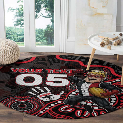 Custom Saints Football Round Carpet Aboriginal Dot Art Pattern