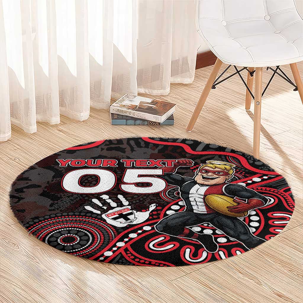 Custom Saints Football Round Carpet Aboriginal Dot Art Pattern
