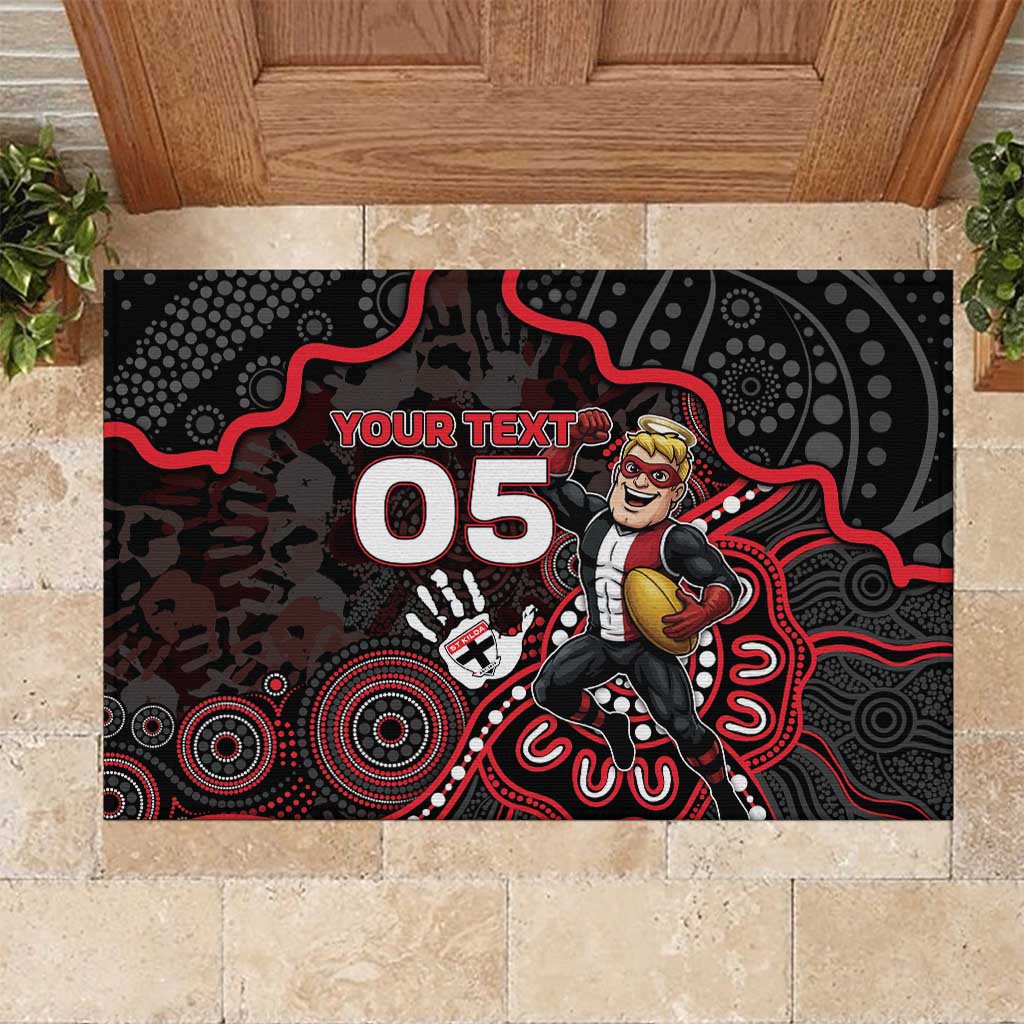 Custom Saints Football Rubber Doormat Aboriginal Dot Art Pattern