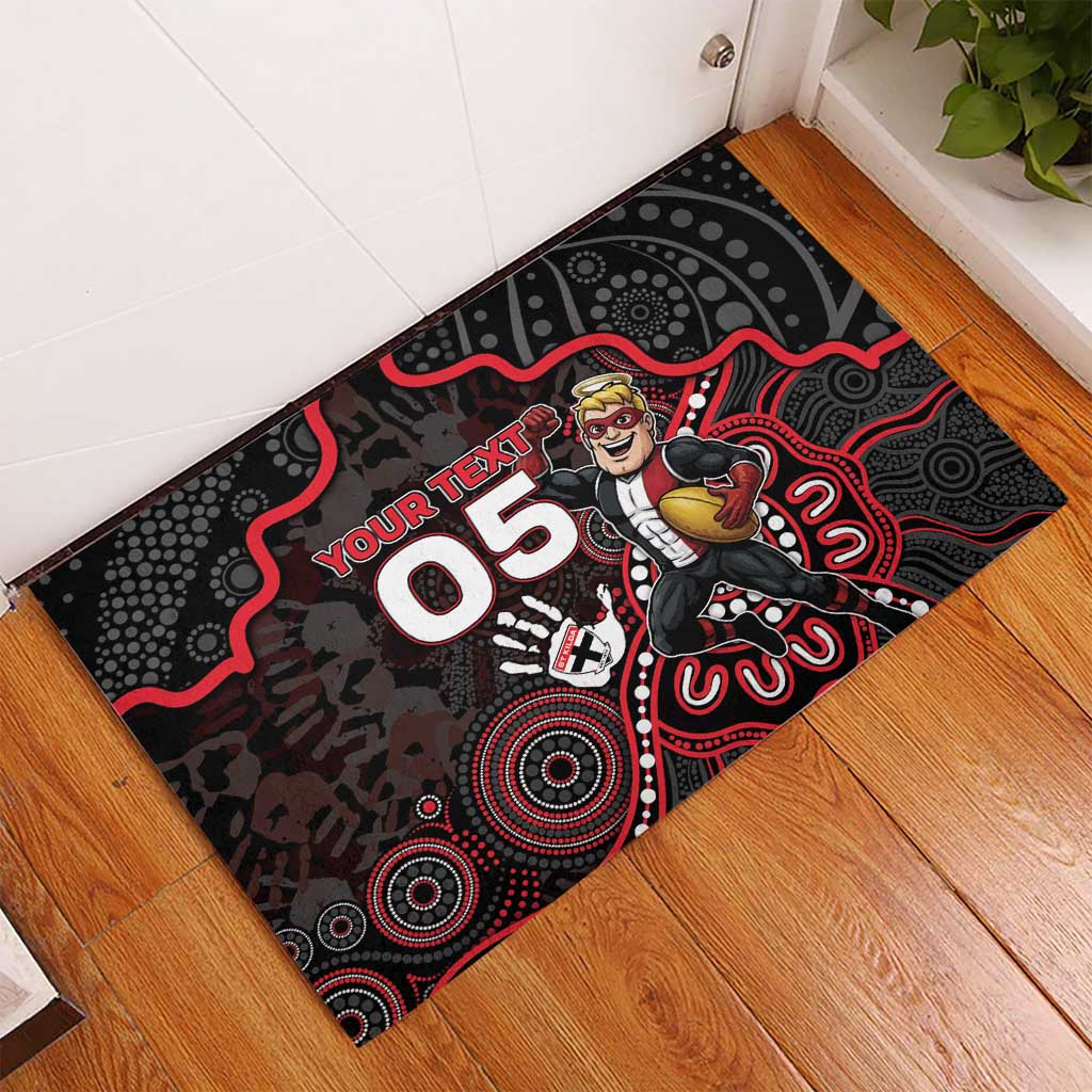 Custom Saints Football Rubber Doormat Aboriginal Dot Art Pattern