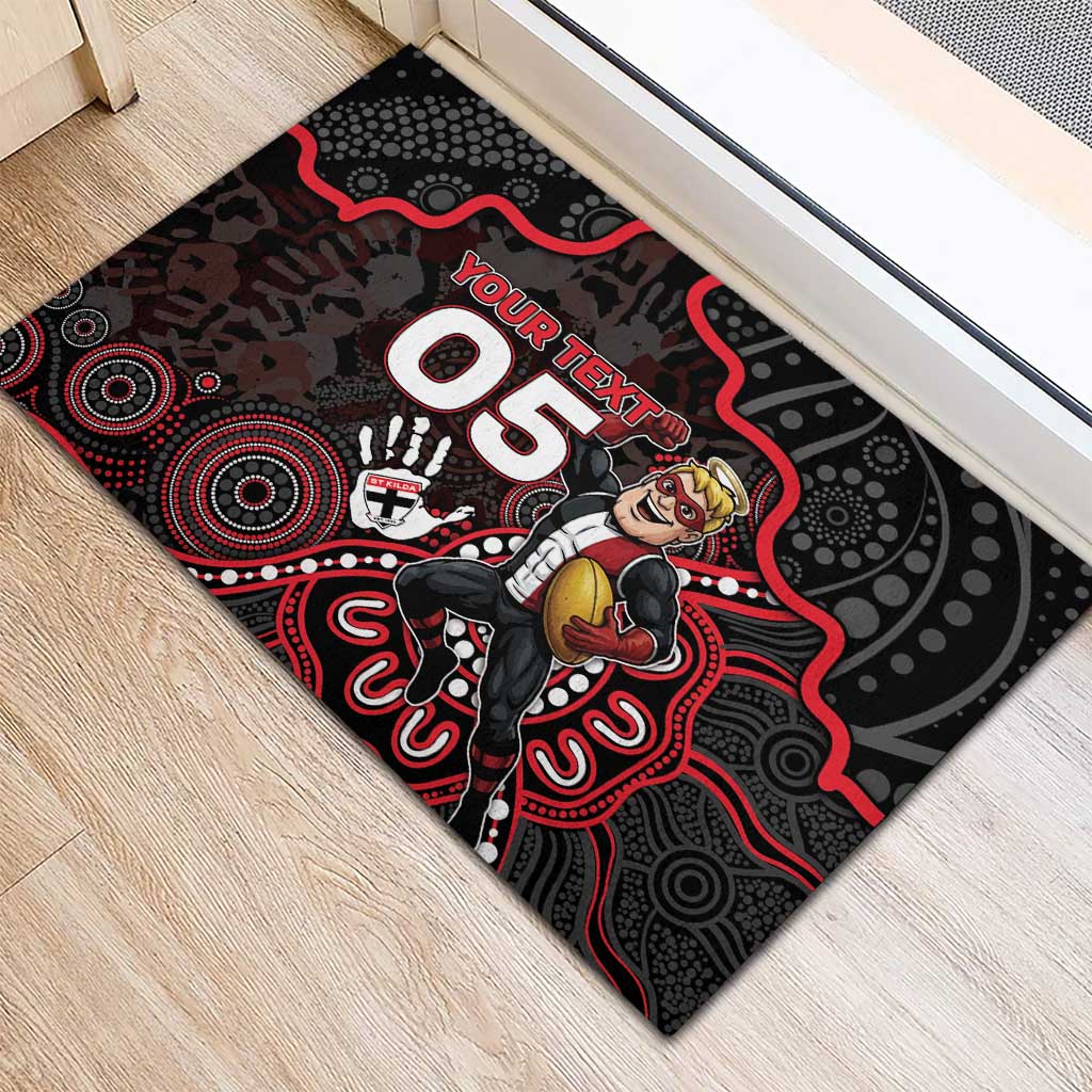 Custom Saints Football Rubber Doormat Aboriginal Dot Art Pattern