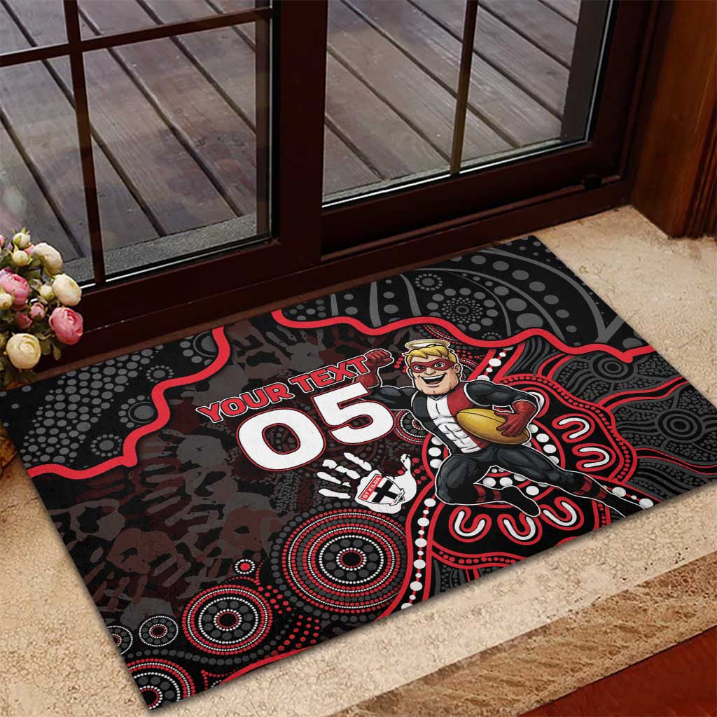 Custom Saints Football Rubber Doormat Aboriginal Dot Art Pattern