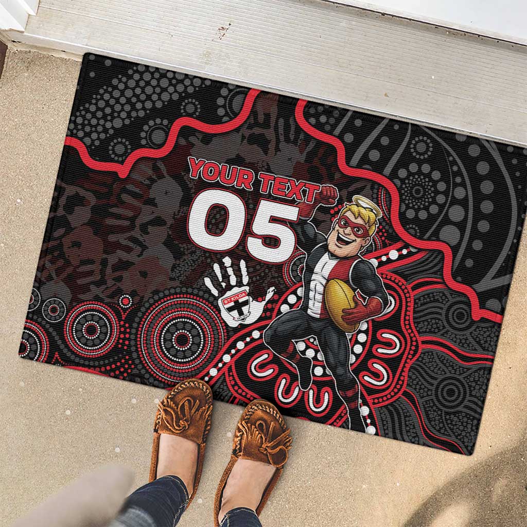 Custom Saints Football Rubber Doormat Aboriginal Dot Art Pattern