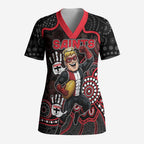 Custom Saints Football Scrub Top Aboriginal Dot Art Pattern