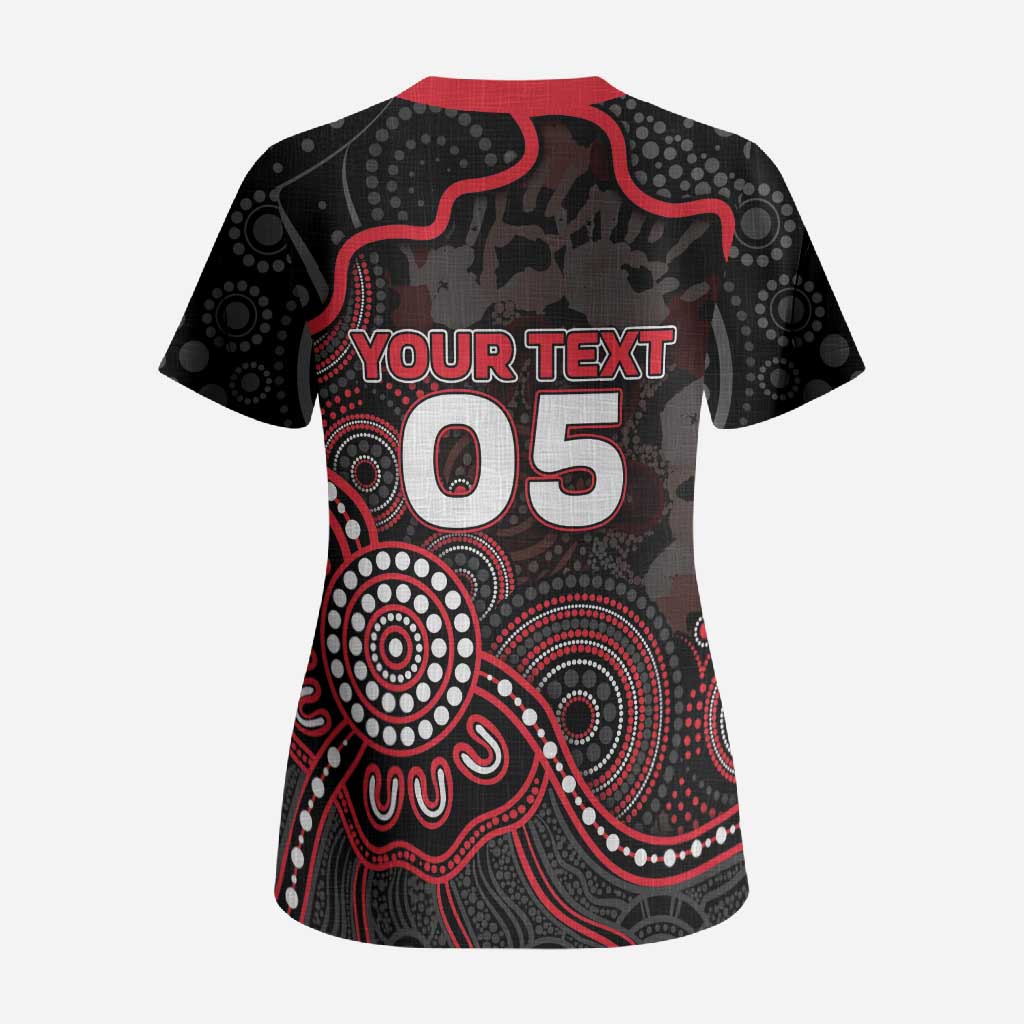 Custom Saints Football Scrub Top Aboriginal Dot Art Pattern