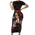 Custom Saints Football Short Sleeve Bodycon Dress Aboriginal Dot Art Pattern