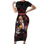 Custom Saints Football Short Sleeve Bodycon Dress Aboriginal Dot Art Pattern