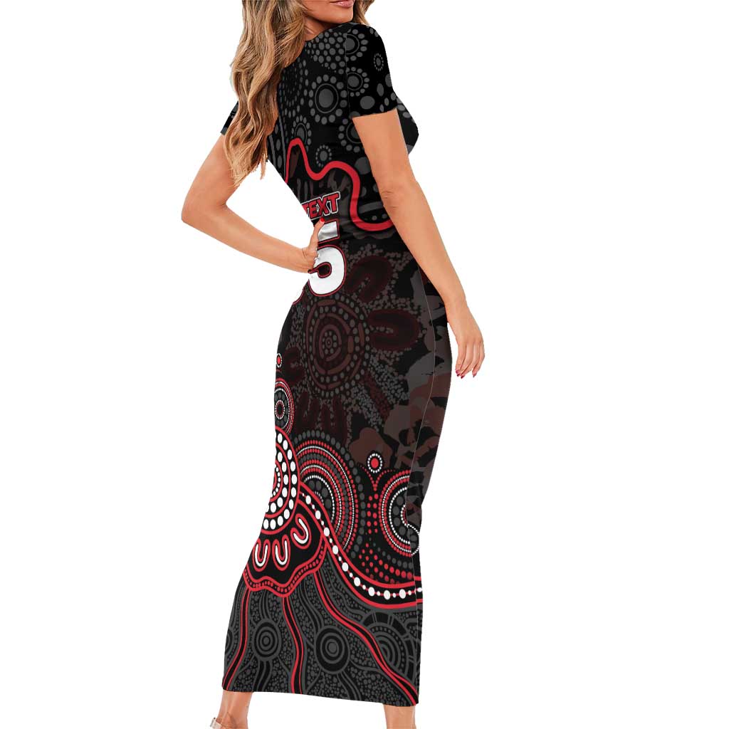 Custom Saints Football Short Sleeve Bodycon Dress Aboriginal Dot Art Pattern
