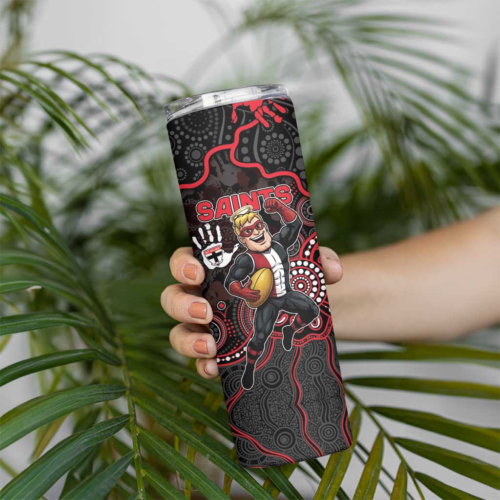 Custom Saints Football Skinny Tumbler Aboriginal Dot Art Pattern