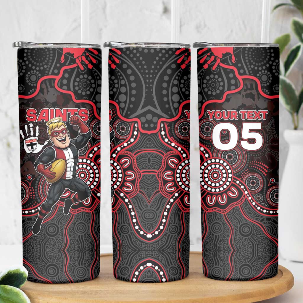 Custom Saints Football Skinny Tumbler Aboriginal Dot Art Pattern