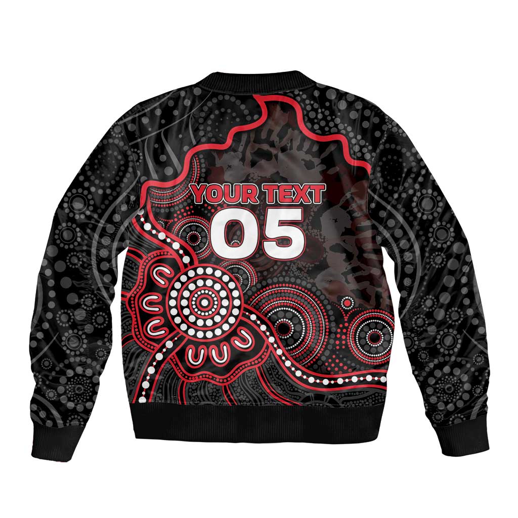 Custom Saints Football Sleeve Zip Bomber Jacket Aboriginal Dot Art Pattern
