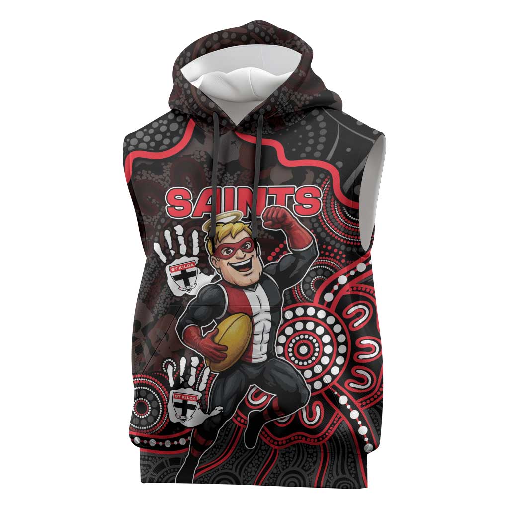 Custom Saints Football Sleeveless Hoodie Aboriginal Dot Art Pattern