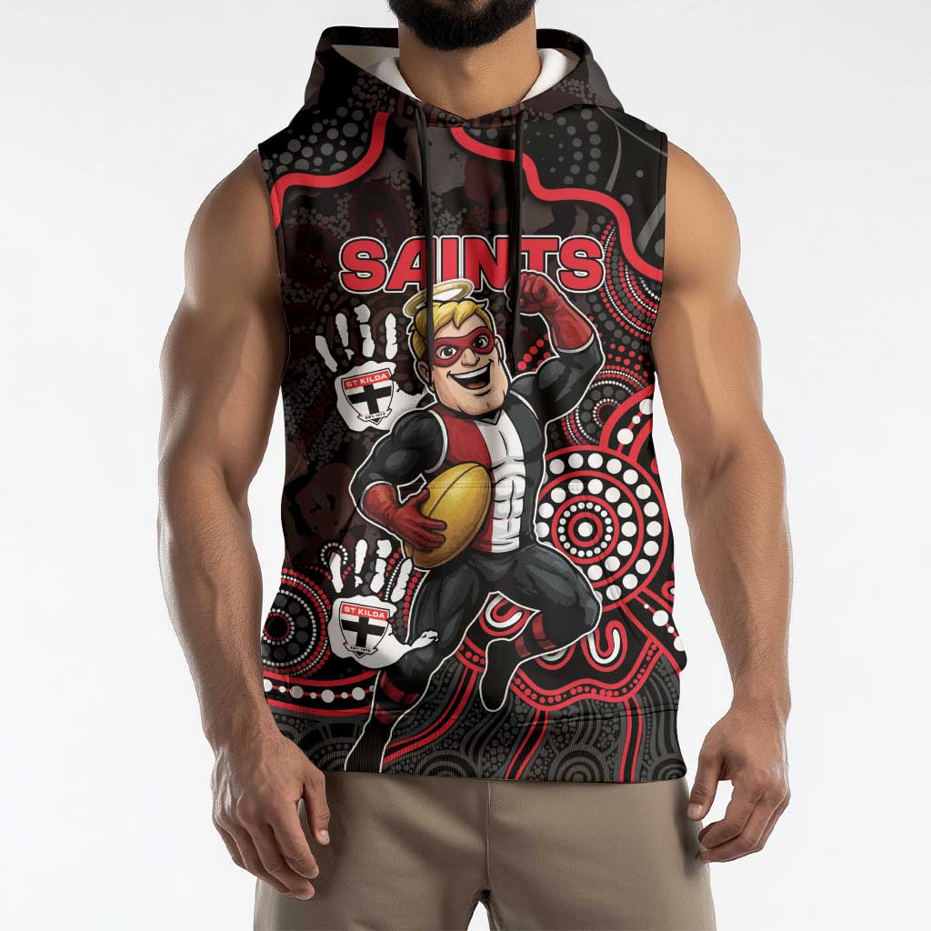 Custom Saints Football Sleeveless Hoodie Aboriginal Dot Art Pattern
