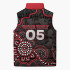 Custom Saints Football Sleeveless Puffer Jacket Aboriginal Dot Art Pattern